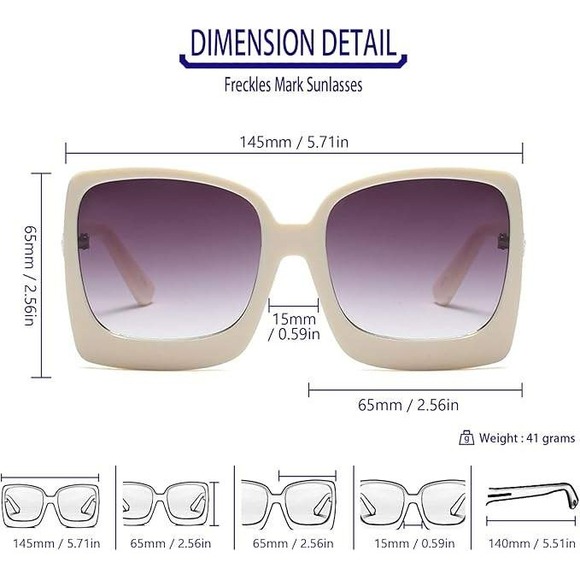Oversized Square Sunglasses Women Fashion Shades Designer Style Beige Lentes New - Picture 2 of 6